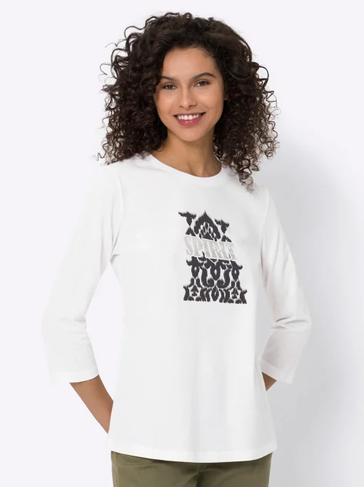 3/4-Arm-Shirt mit Glanz-Schrift