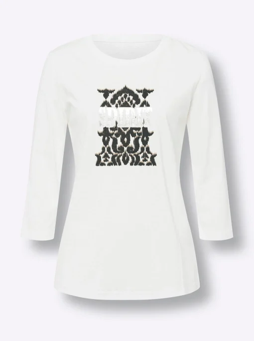 3/4-Arm-Shirt mit Glanz-Schrift