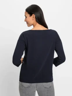 3/4-Arm-Shirt mit Glitzersteinchen-Schriftzug