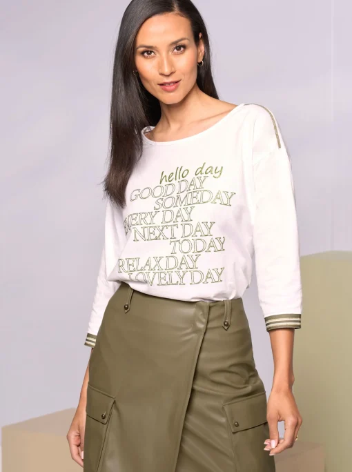 3/4-Arm-Shirt mit glänzendem Print