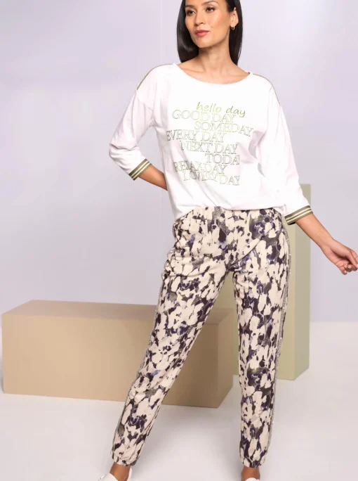 3/4-Arm-Shirt mit glänzendem Print