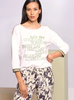 3/4-Arm-Shirt mit glänzendem Print
