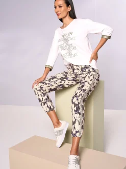3/4-Arm-Shirt mit glänzendem Print