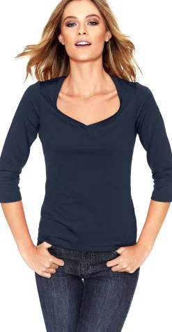 3/4-Arm-Shirt mit Herz-Ausschnitt
