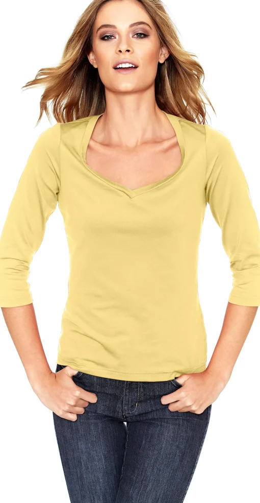 3/4-Arm-Shirt mit Herz-Ausschnitt