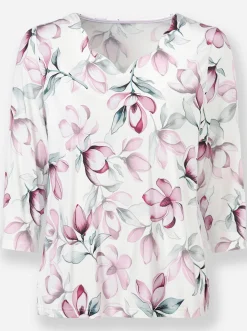 3/4-Arm-Shirt mit herzförmigem Ausschnitt