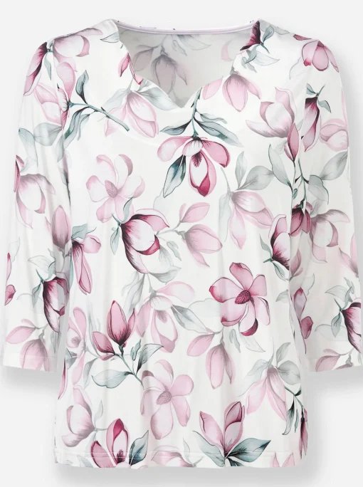 3/4-Arm-Shirt mit herzförmigem Ausschnitt