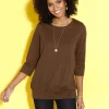 3/4-Arm-Shirt mit hohem Saum-Bündchen
