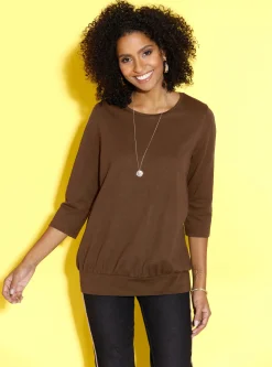 3/4-Arm-Shirt mit hohem Saum-Bündchen
