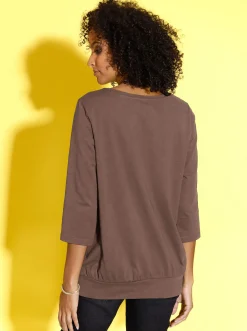 3/4-Arm-Shirt mit hohem Saum-Bündchen