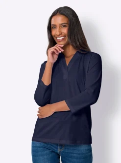 3/4-Arm-Shirt mit Polokragen