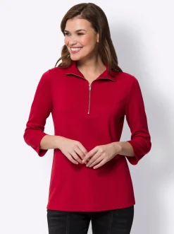 3/4-Arm-Shirt mit Reißverschluss