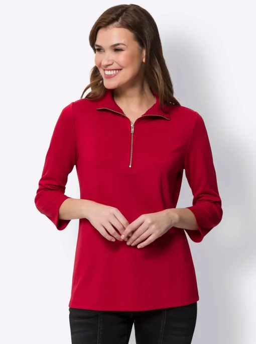 3/4-Arm-Shirt mit Reißverschluss