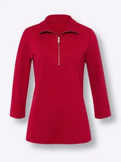 3/4-Arm-Shirt mit Reißverschluss