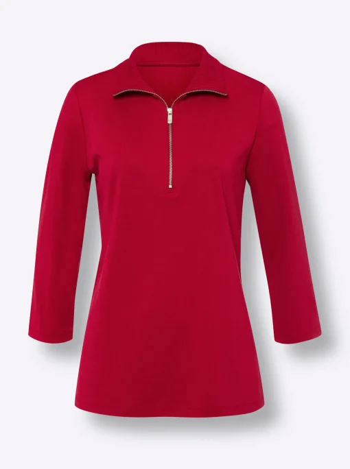 3/4-Arm-Shirt mit Reißverschluss