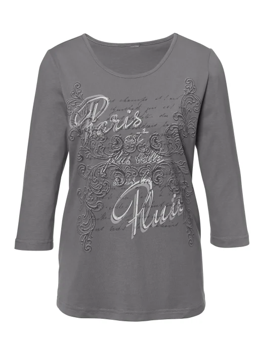 3/4-Arm-Shirt mit Rundhals-Ausschnitt
