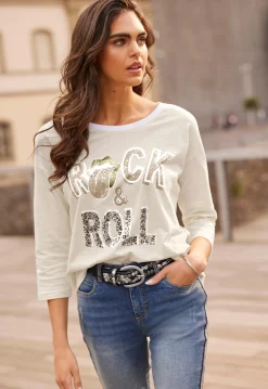 3/4-Arm-Shirt mit Schriftzug