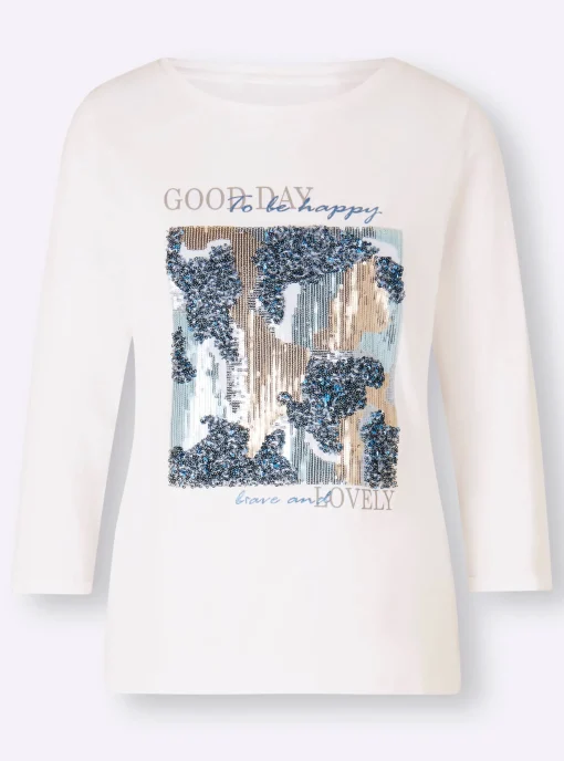 3/4-Arm-Shirt mit Schriftzug