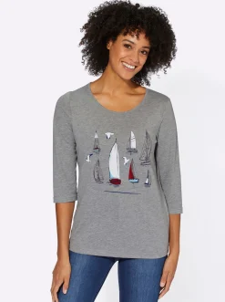3/4-Arm-Shirt mit Segelboot-Motiv