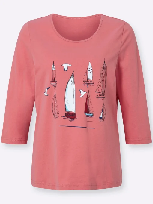 3/4-Arm-Shirt mit Segelboot-Motiv