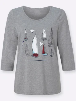 3/4-Arm-Shirt mit Segelboot-Motiv