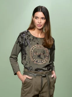 3/4-Arm-Shirt mit Stickerei-Motiv