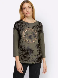 3/4-Arm-Shirt mit Stickerei-Motiv