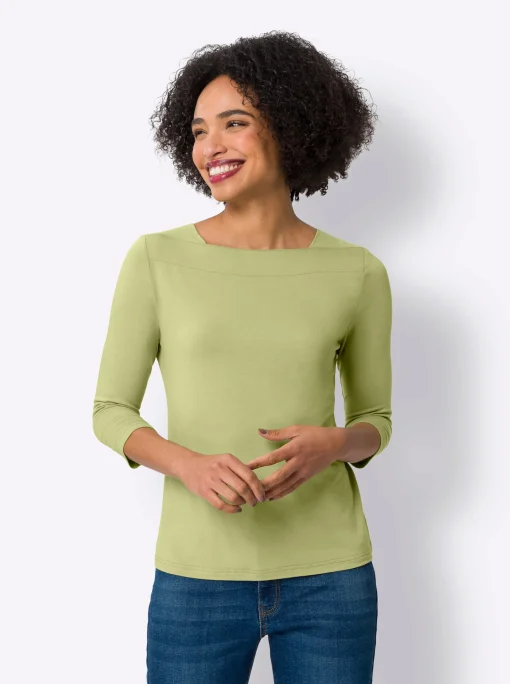 3/4-Arm-Shirt mit U-Boot-Ausschnitt