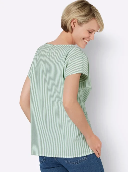 Baumwollbluse mit garngefärbten Streifen