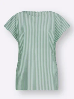 Baumwollbluse mit garngefärbten Streifen