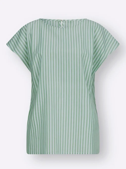 Baumwollbluse mit garngefärbten Streifen
