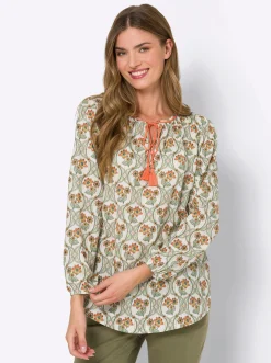 Baumwollbluse mit geflochtenen Bändern