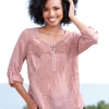 Baumwollbluse mit Lochstickerei