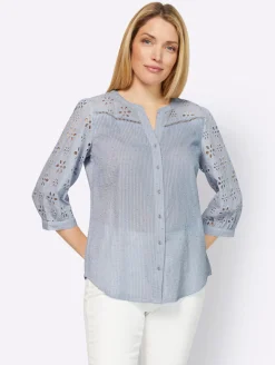 Baumwollbluse mit Lochstickerei