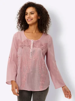 Baumwollbluse mit Lochstickerei