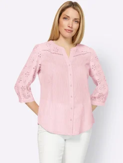 Baumwollbluse mit Lochstickerei