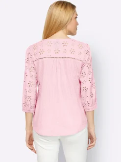 Baumwollbluse mit Lochstickerei