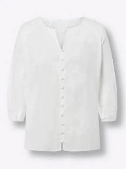 Baumwollbluse mit Lochstickerei