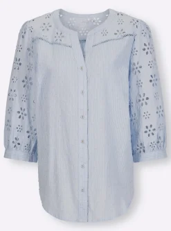 Baumwollbluse mit Lochstickerei