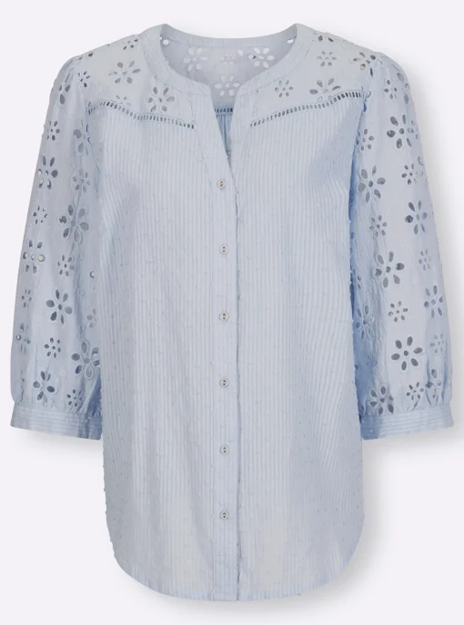 Baumwollbluse mit Lochstickerei
