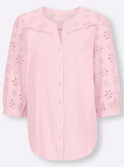 Baumwollbluse mit Lochstickerei
