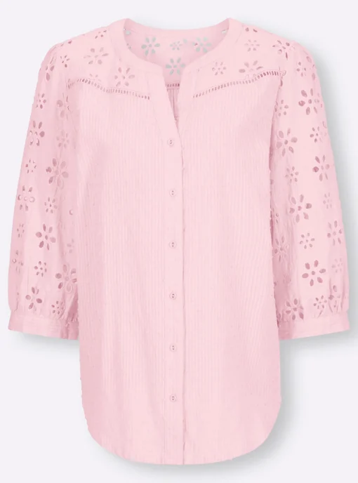 Baumwollbluse mit Lochstickerei