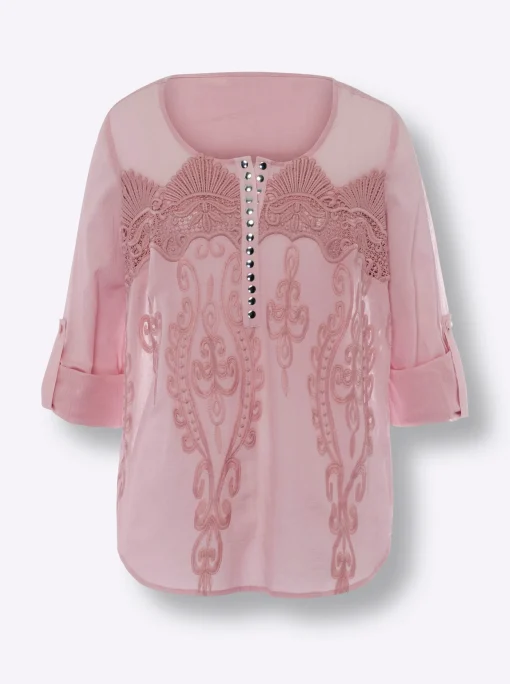 Baumwollbluse mit Lochstickerei