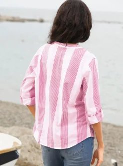 Baumwollbluse mit Stehkragen, kariert