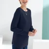 Baumwollpullover mit überlappendem Saum