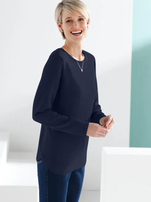 Baumwollpullover mit überlappendem Saum