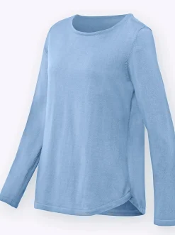 Baumwollpullover mit überlappendem Saum