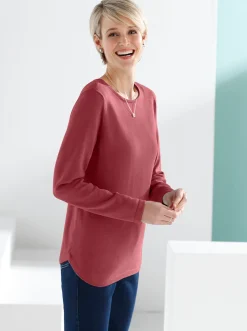 Baumwollpullover mit überlappendem Saum