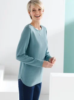 Baumwollpullover mit überlappendem Saum