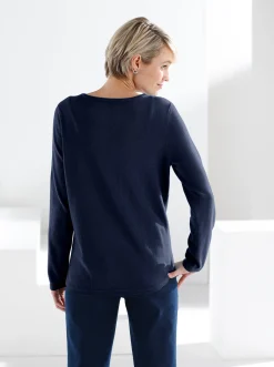 Baumwollpullover mit überlappendem Saum